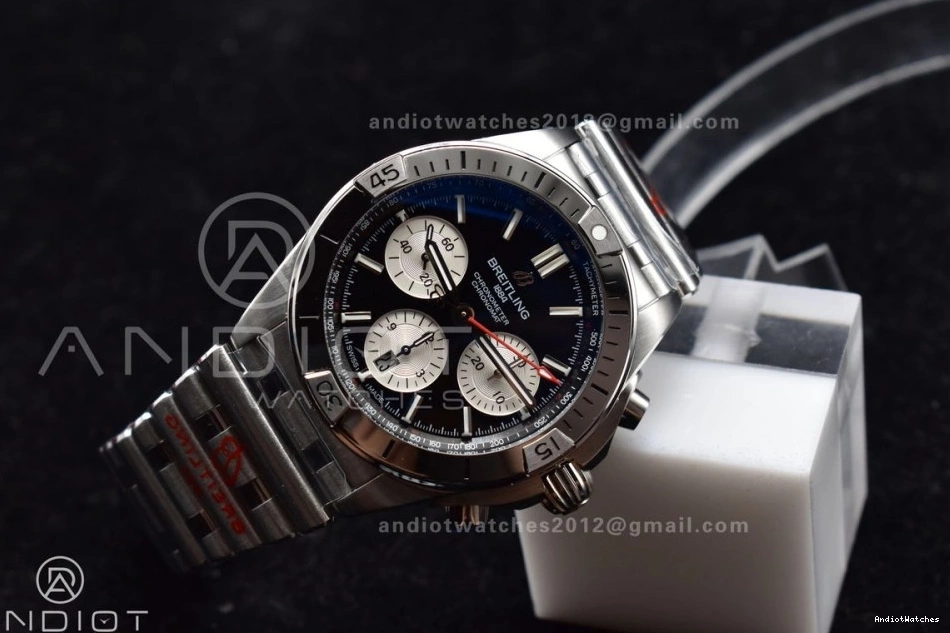 A 42mm Chronomat BLSF Best SS 538 B01 Edition Black Dial on Breathable 1:1 Bracelet SS 0127